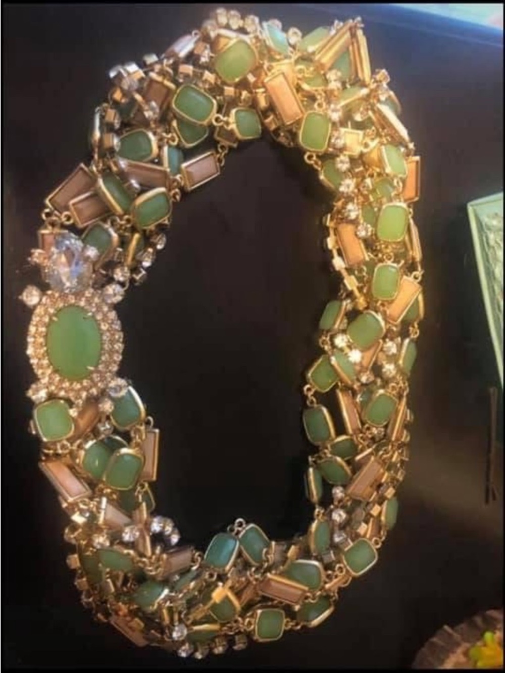 Kate spade turtle Gold-Tone Green Multi-Stone Statement Necklace